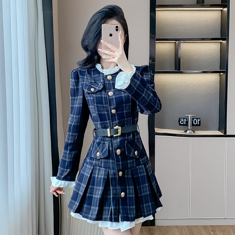 【dress】チェック柄ワンピース　M26178