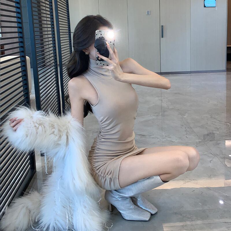【dress】ノースリーブ裹起毛ワンピース　M28104