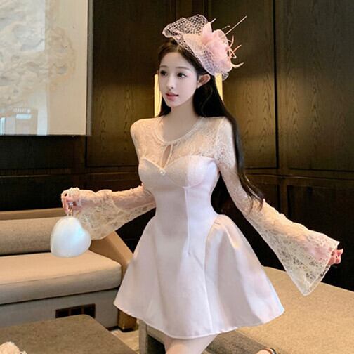 【dress】レース切り替えワンピース　M29629