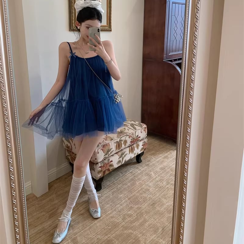 【dress】チュールミニキャミワンピース Q8346