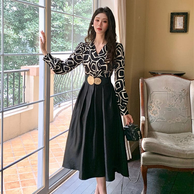 【dress】OL、通勤切り替えシャツワンピース　M29614