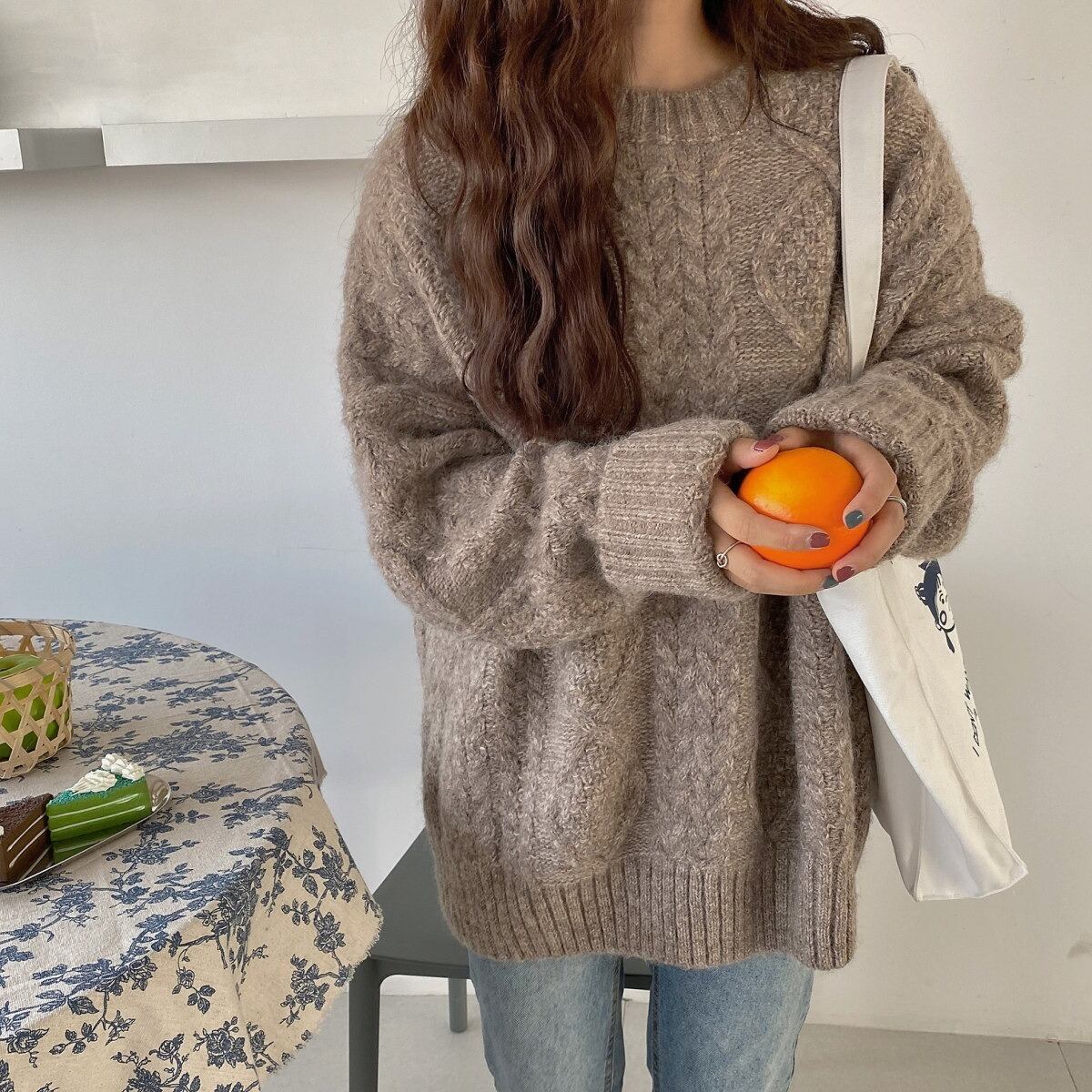 【tops】クルーネックニットセーター　M19014