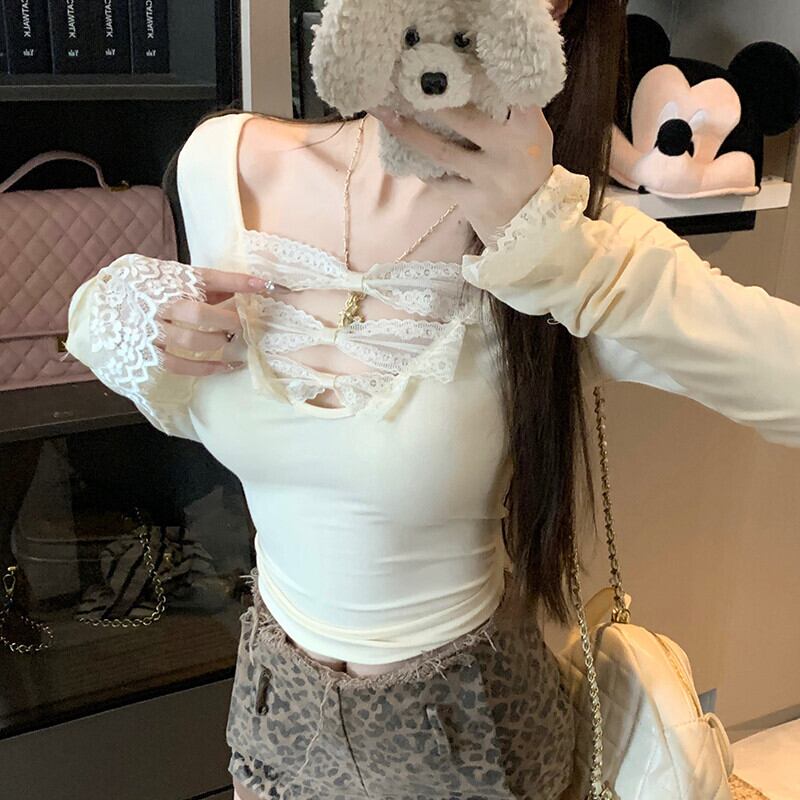 【tops】レース切り替えトップス　M29566