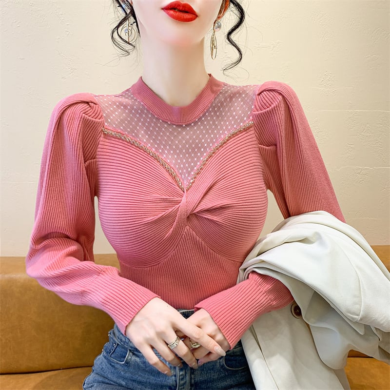 【tops】ビジュードッキングニットトップス　M27771