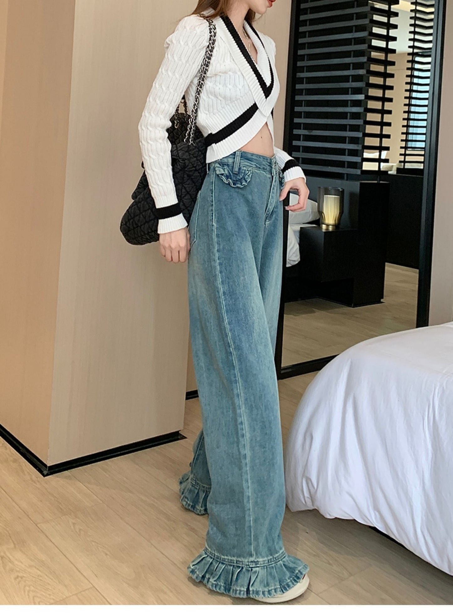 【bottoms】デニムガウチョパンツG20345