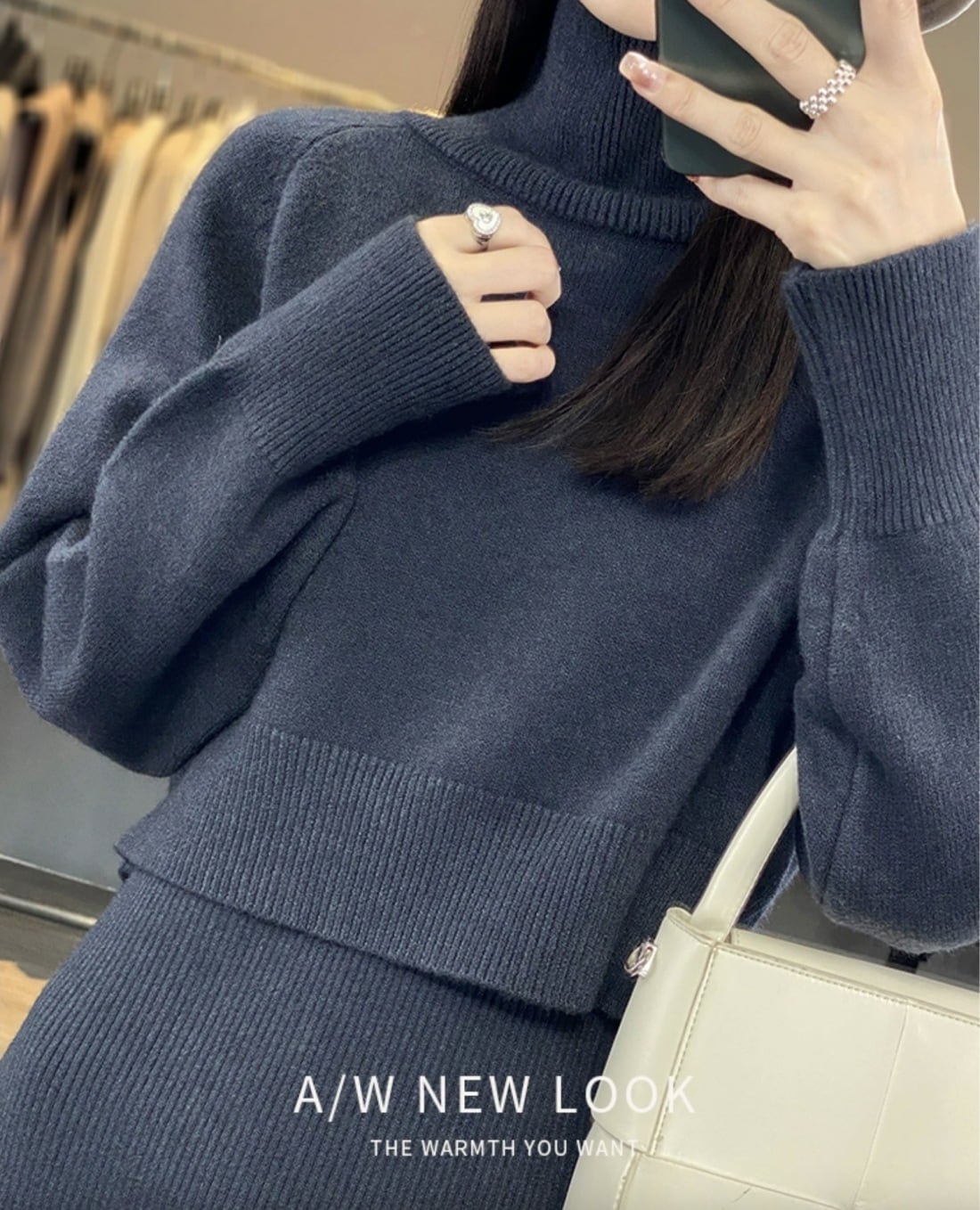 【set】ニットセーター×ベストワンピースセット　M26260