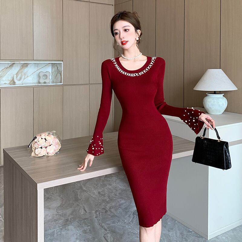 【dress】パールニットワンピース　M27070