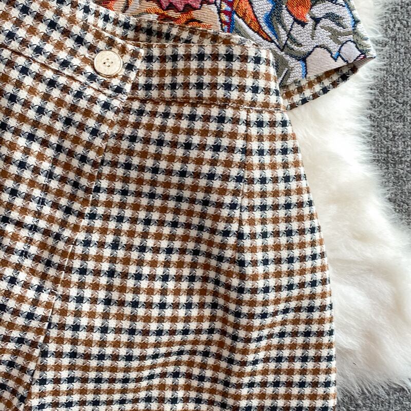 【set】チェック柄チョッキ+ショートパンツ２点セットG20716