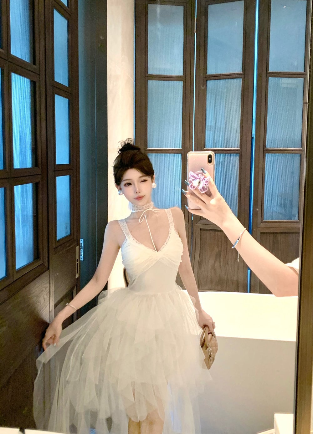 【dress】イレヘムチュールキャミワンピース Q7575