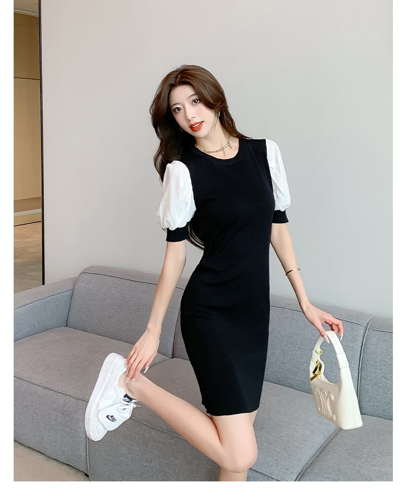 【dress】ラウンドネック切り替えワンピースF7284