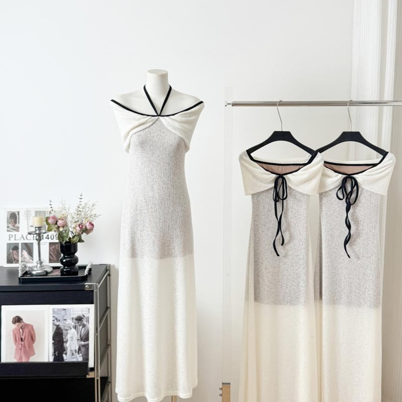 【dress】2wayオフショルダーロングワンピース Q8035
