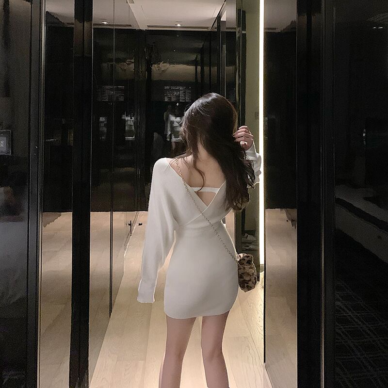 【dress】Vネックニットワンピース　M18712