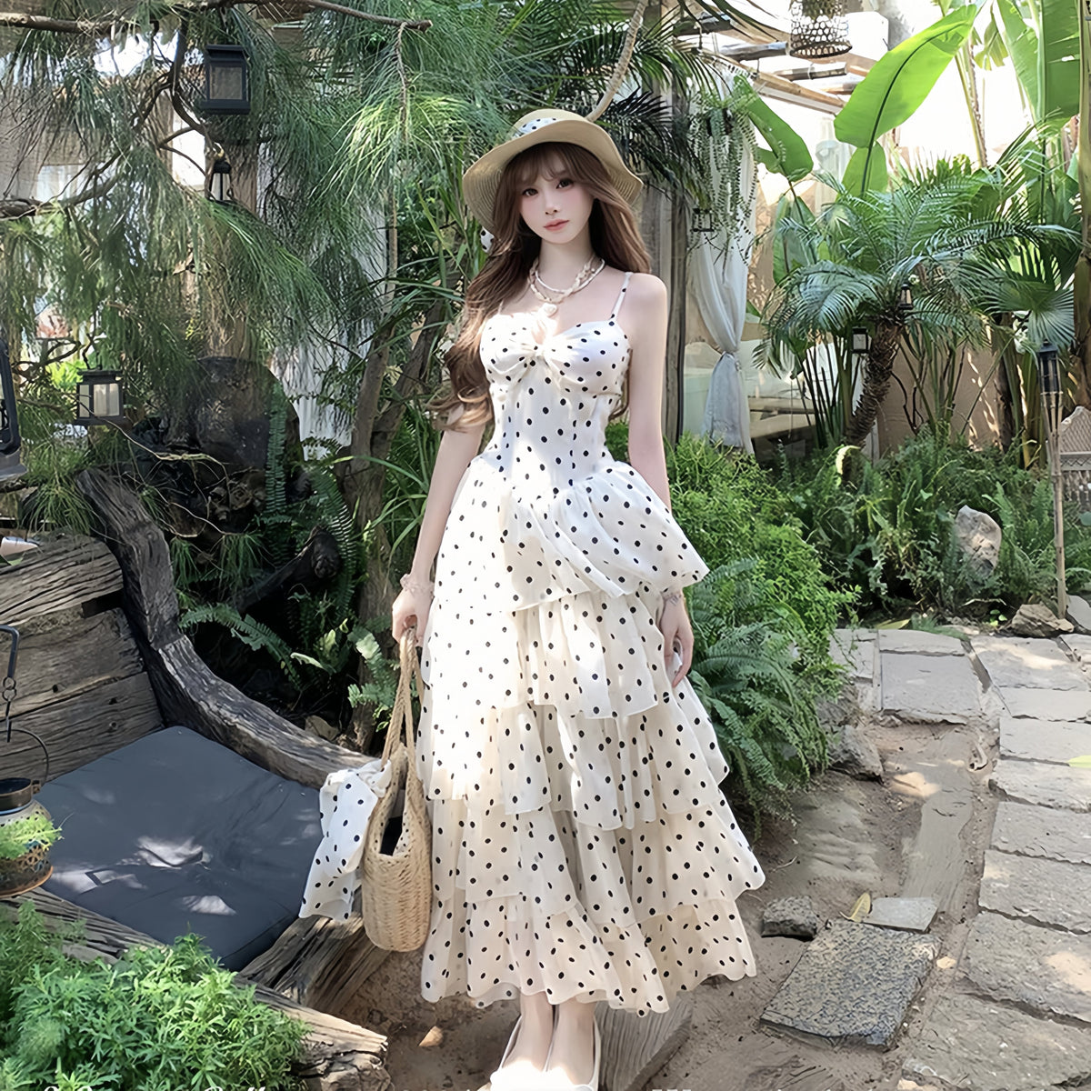 【dress】ドット柄ティアードワンピース　N3275
