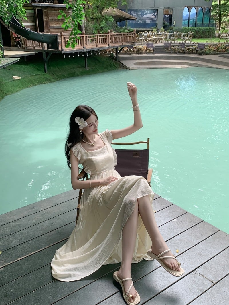 【dress】フリルバックレスワンピース　M24947