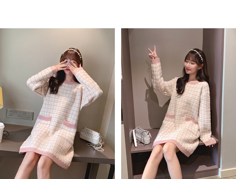 【dress】韓流スタイル シンプル気質満点エレガントルーズニットワンピース G1996