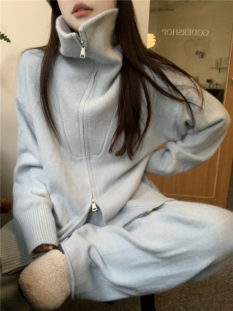 【set】ニットカーデ×ワイドパンツセット　M26916