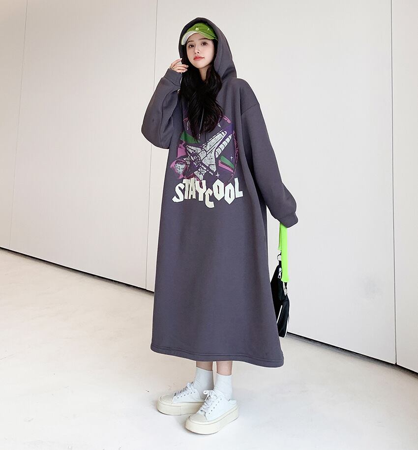 【dress】裹起毛パーカーワンピース　M18579