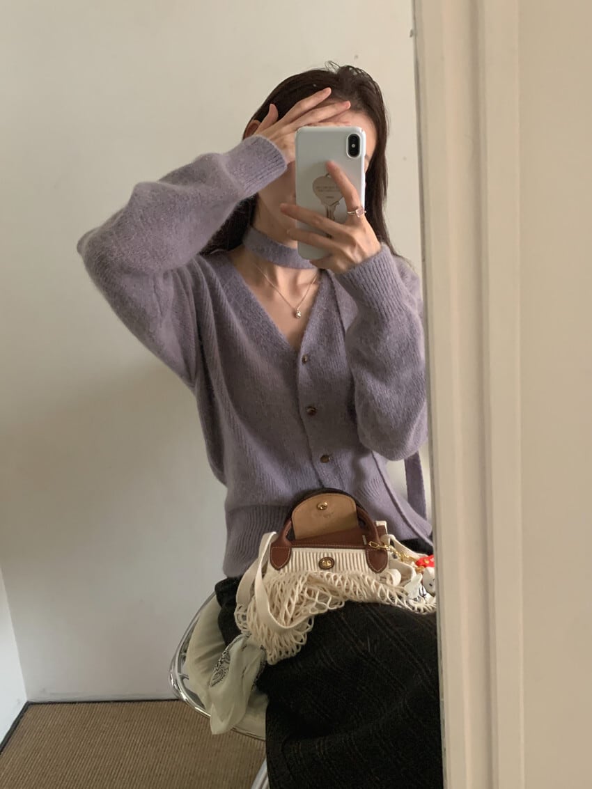 【outer】Vネックニットカーデ　M27492