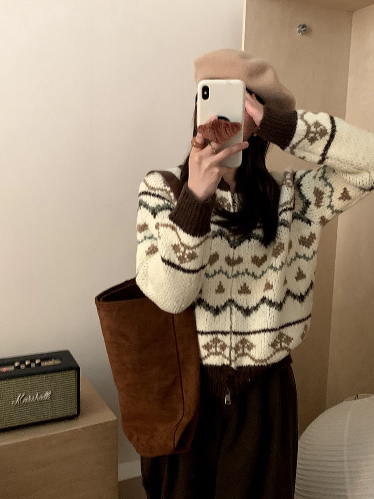 【outer】ジャカードニットカーデ　M27120