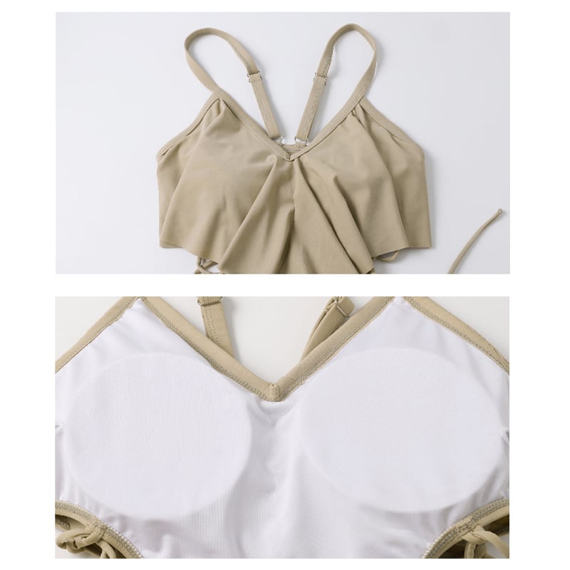 【水着】フリルビキニスイムウェア×チュールロングスカートセット　Q8429