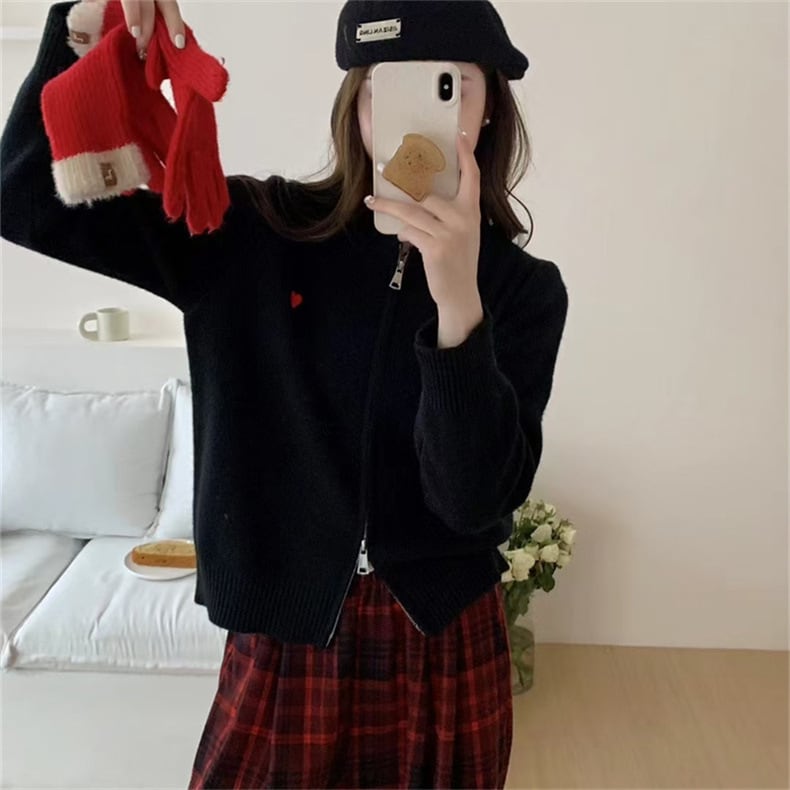 【outer】ファスナーニットカーデ　M26223