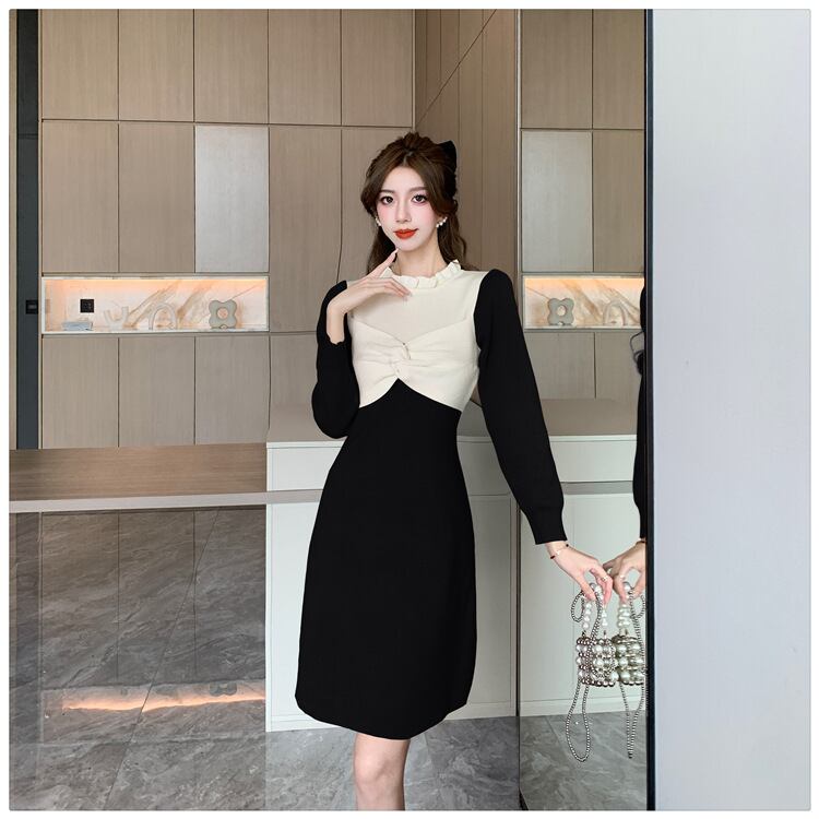 【dress】リボン付ニットワンピース　M18567