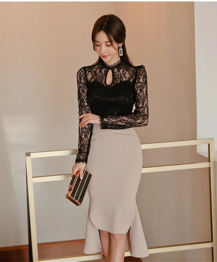 【dress】レースドッキングワンピース　M18761