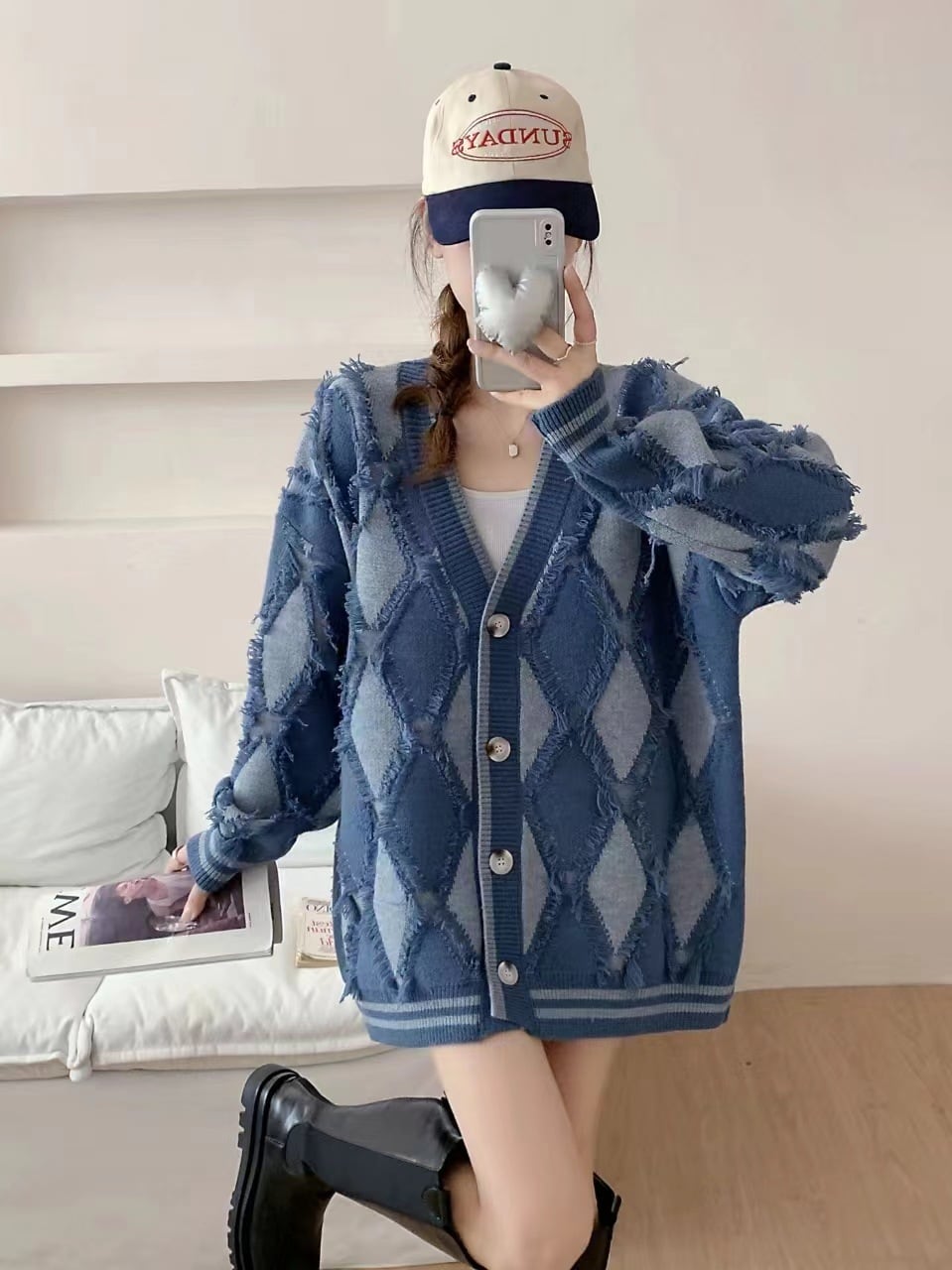 【outer】Vネックニットカーデ　M26055