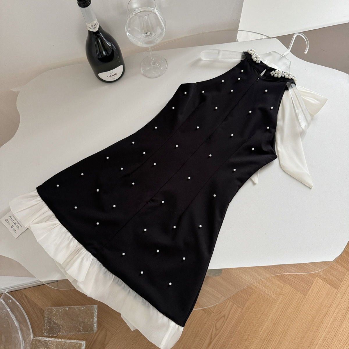 【dress】ノースリーブパールビジューワンピース　M24422