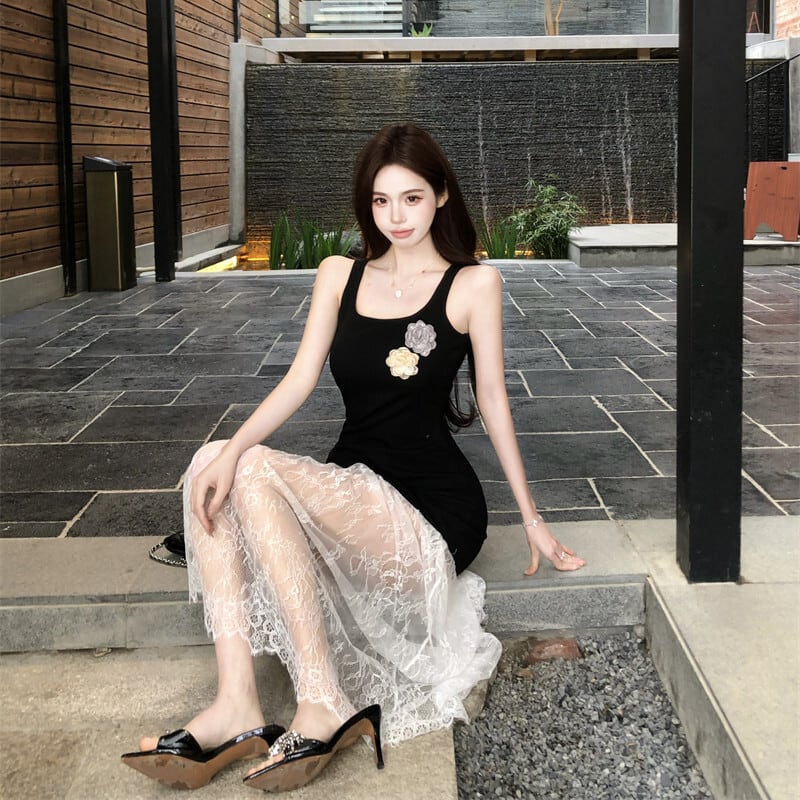 【dress】チュールコンビキャミワンピース　M30179
