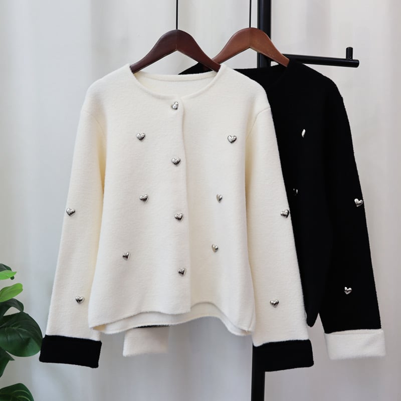 【outer】ハートモチーフニットカーディガン　N2710