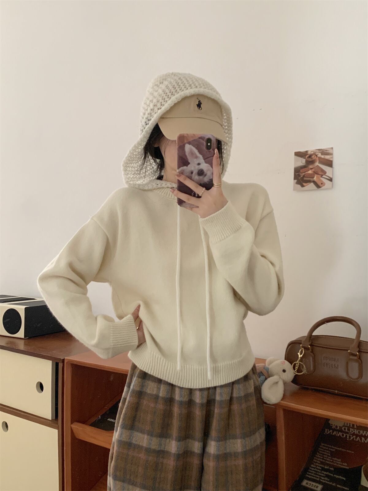 【tops】フード付きニットセーター　M28642