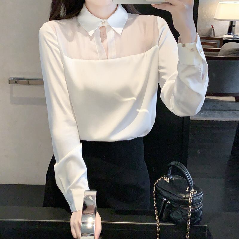 【tops】チュールコンビシャツトップス　M28615