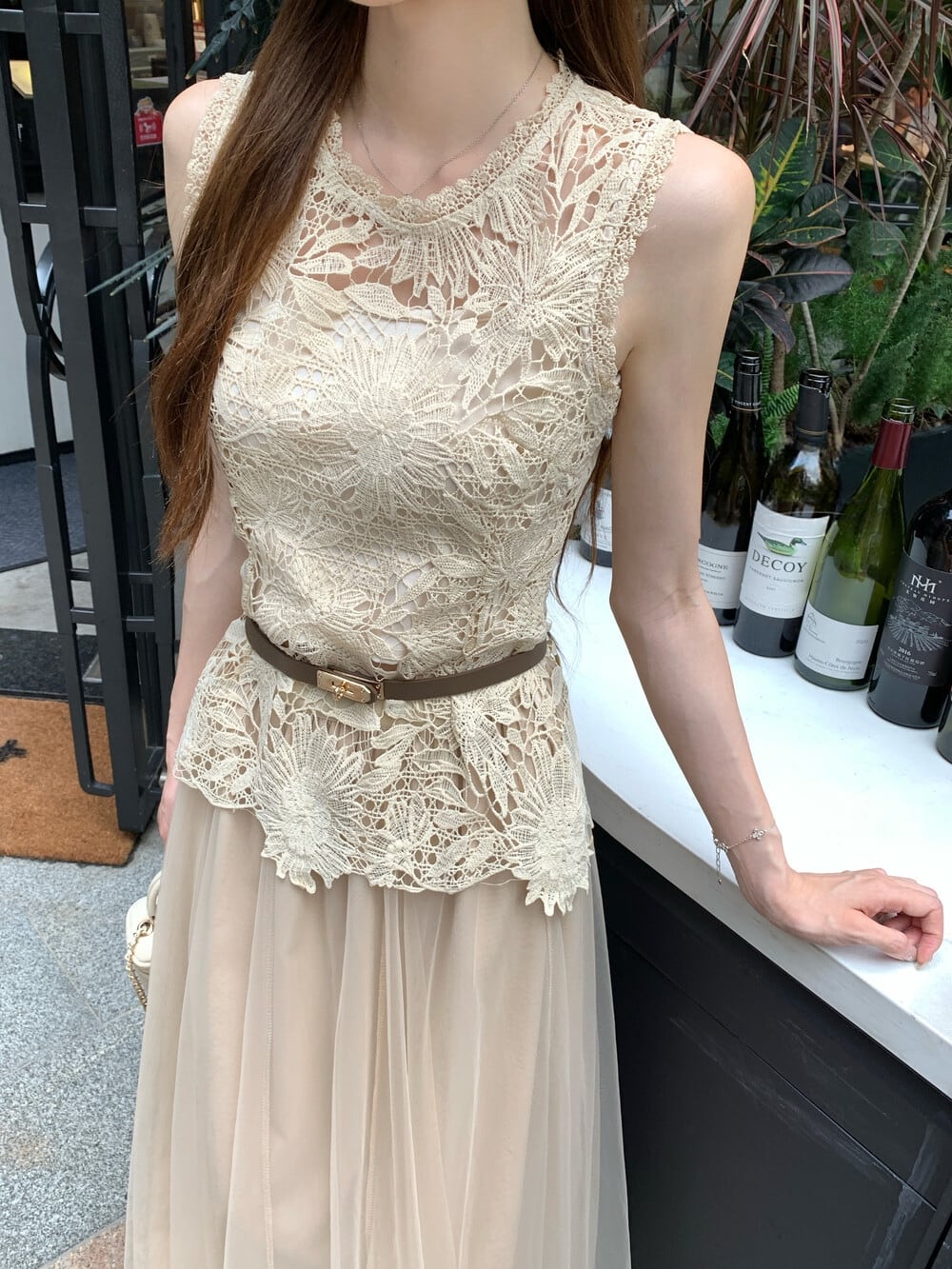 【set】レースブラウス×チュールスカートセット     N3578