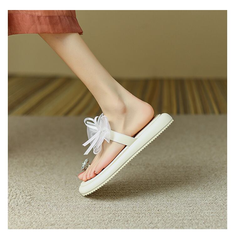 【shoes】気質溢れる♪2色韓国風INS風超人気履きやすいキレー目メッシュ蝶々結びサンダルスリッパF2845