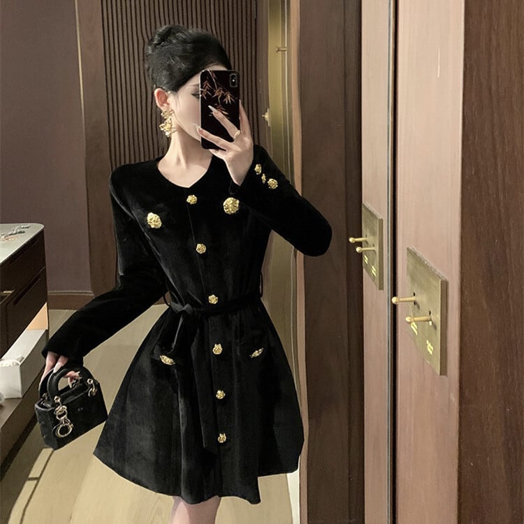【dress】ボタンデザインワンピース　M27035