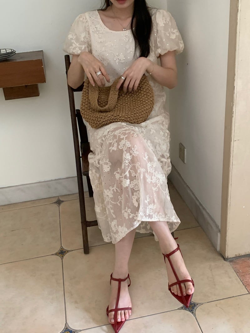 【dress】ジャカード刺繍ワンピース　M24731