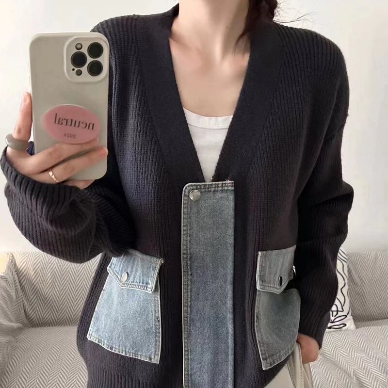 【outer】デニムドッキングカーディガン Q6371