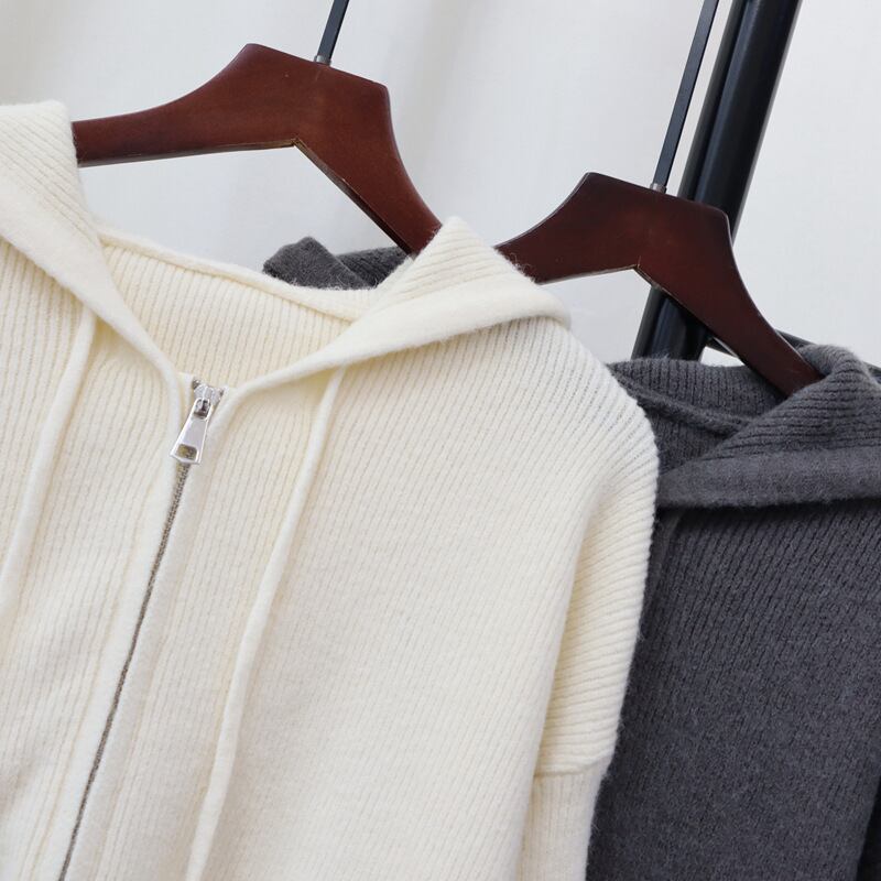 【outer】フード付きニットカーデ　M27372