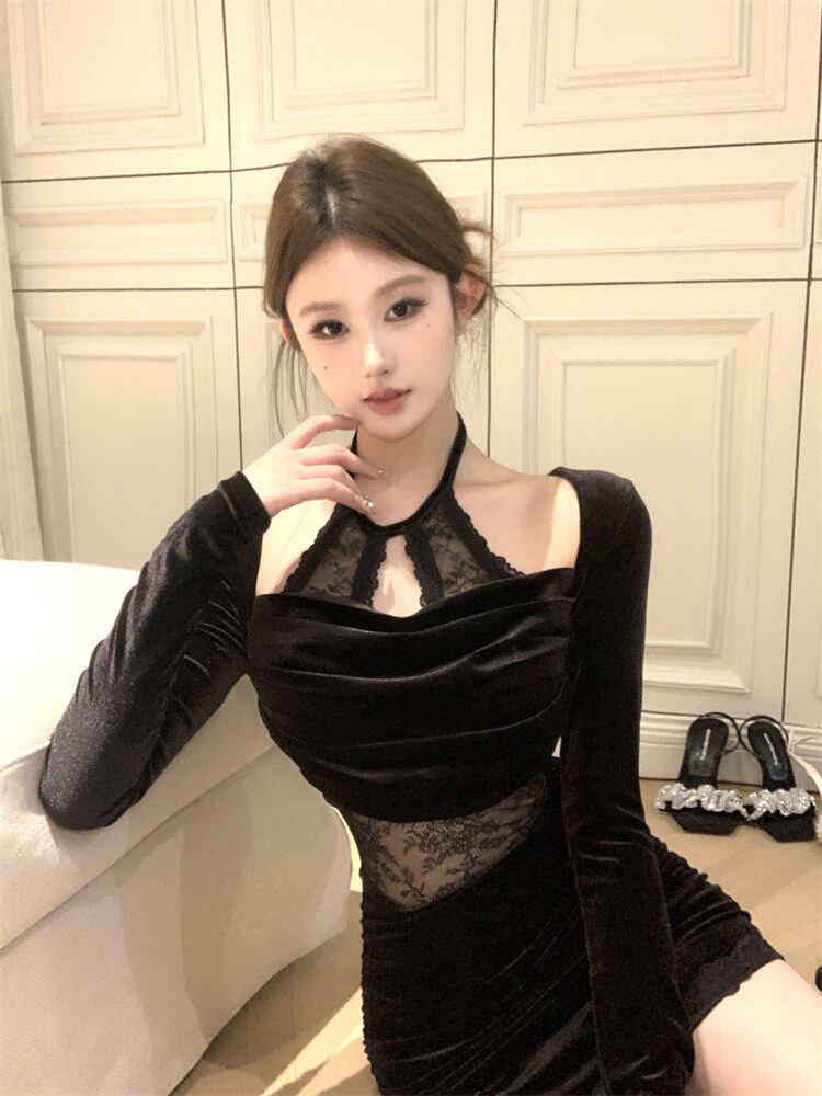【dress】レースドッキングワンピース　M28511