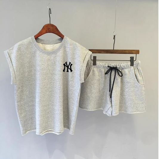 【set】3色英字柄Tシャツ+ショートパンツ２点セットF7676