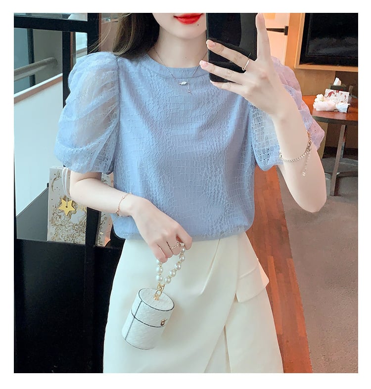 【tops】レースパフスリーブ ブラウスG21542