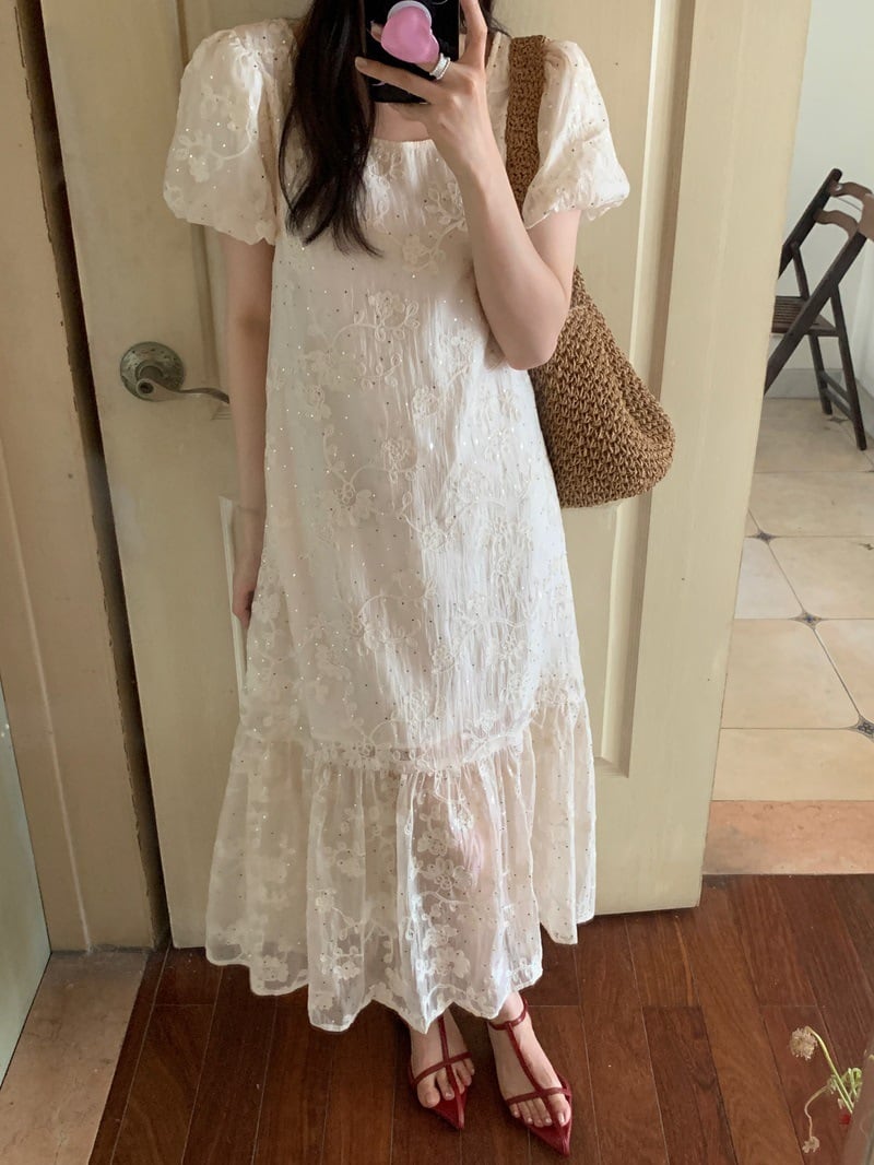 【dress】ジャカード刺繍ワンピース　M24731