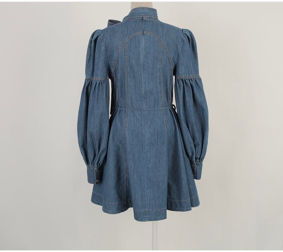 【dress】リボン付きデニムワンピース　M29769