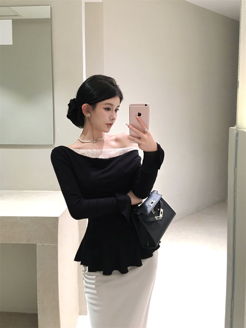 【tops】レースドッキングフリルトップス　M28869