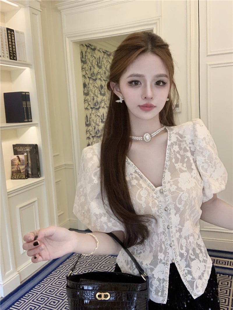 【tops】ダイヤモンドレースブラウスG21549