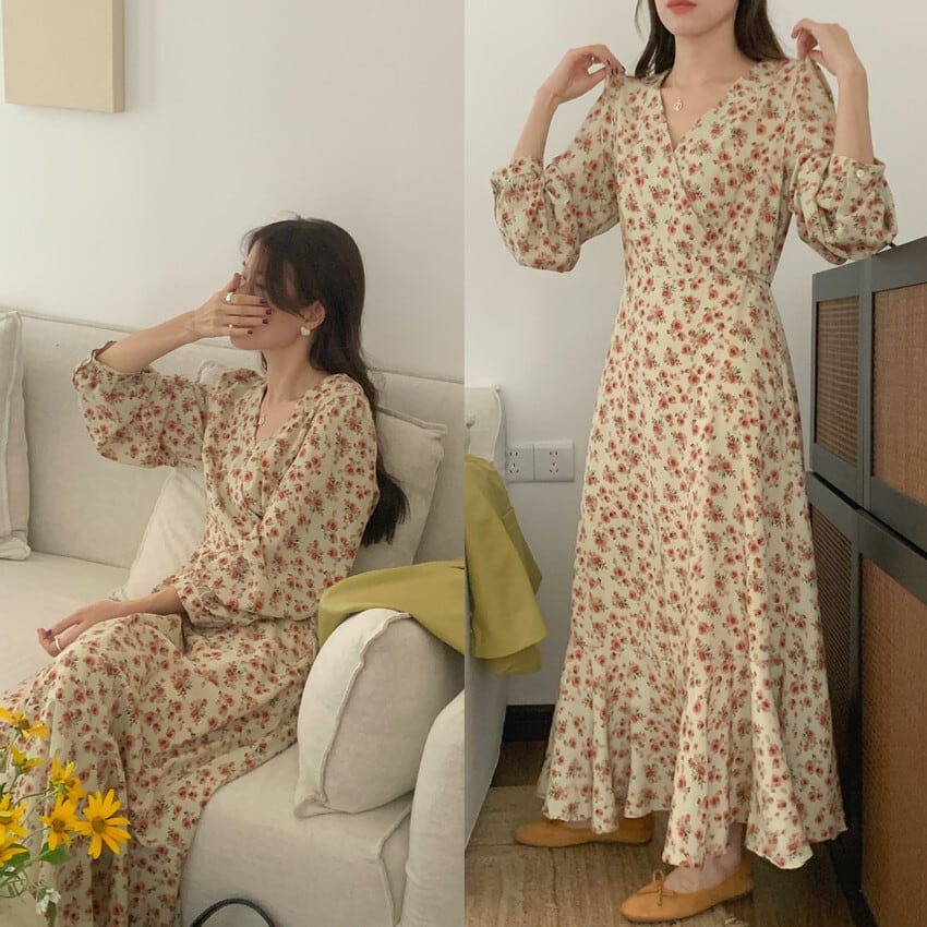 【dress】花柄ワンピース　M25690