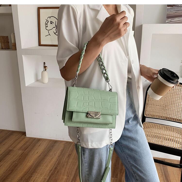 【小物】おしゃれ度高まる　ファッション無地PU肩掛け斜め掛けバッグ6色