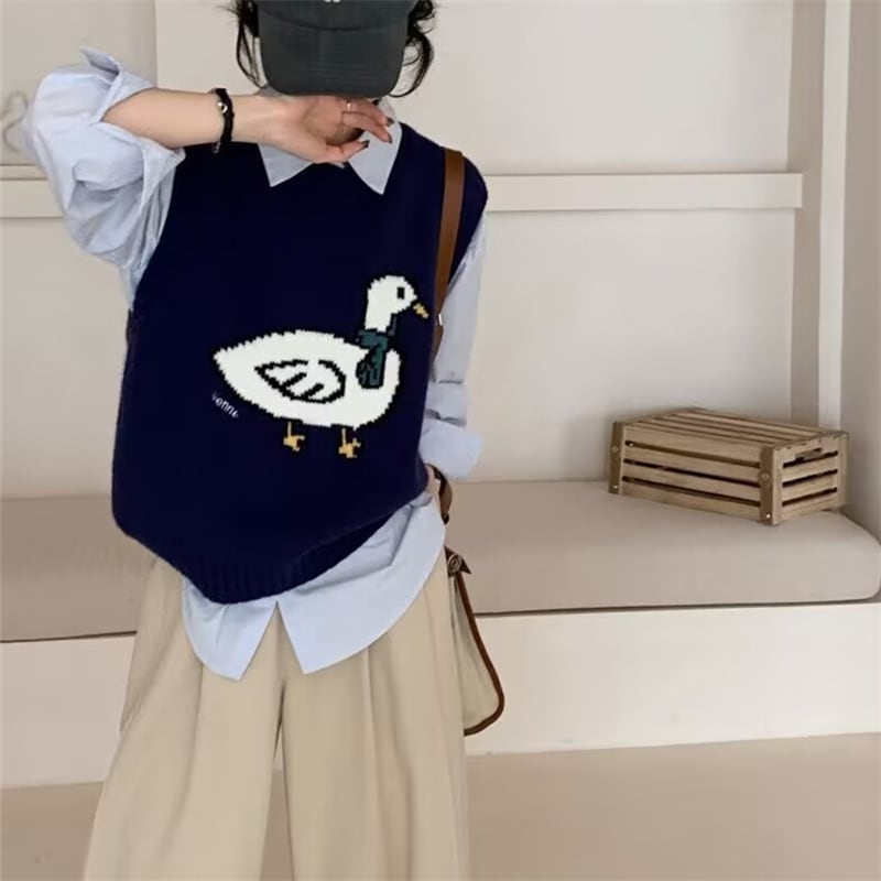 【tops】刺繍ニットベスト　M28921