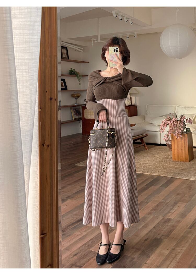 【dress】ツイストクロスドッキングワンピース 　N3398